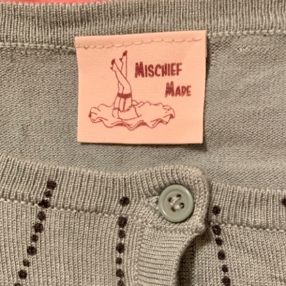 Mischief Made Minty Colored Spider Web Cardigan. - Picture 2 of 6